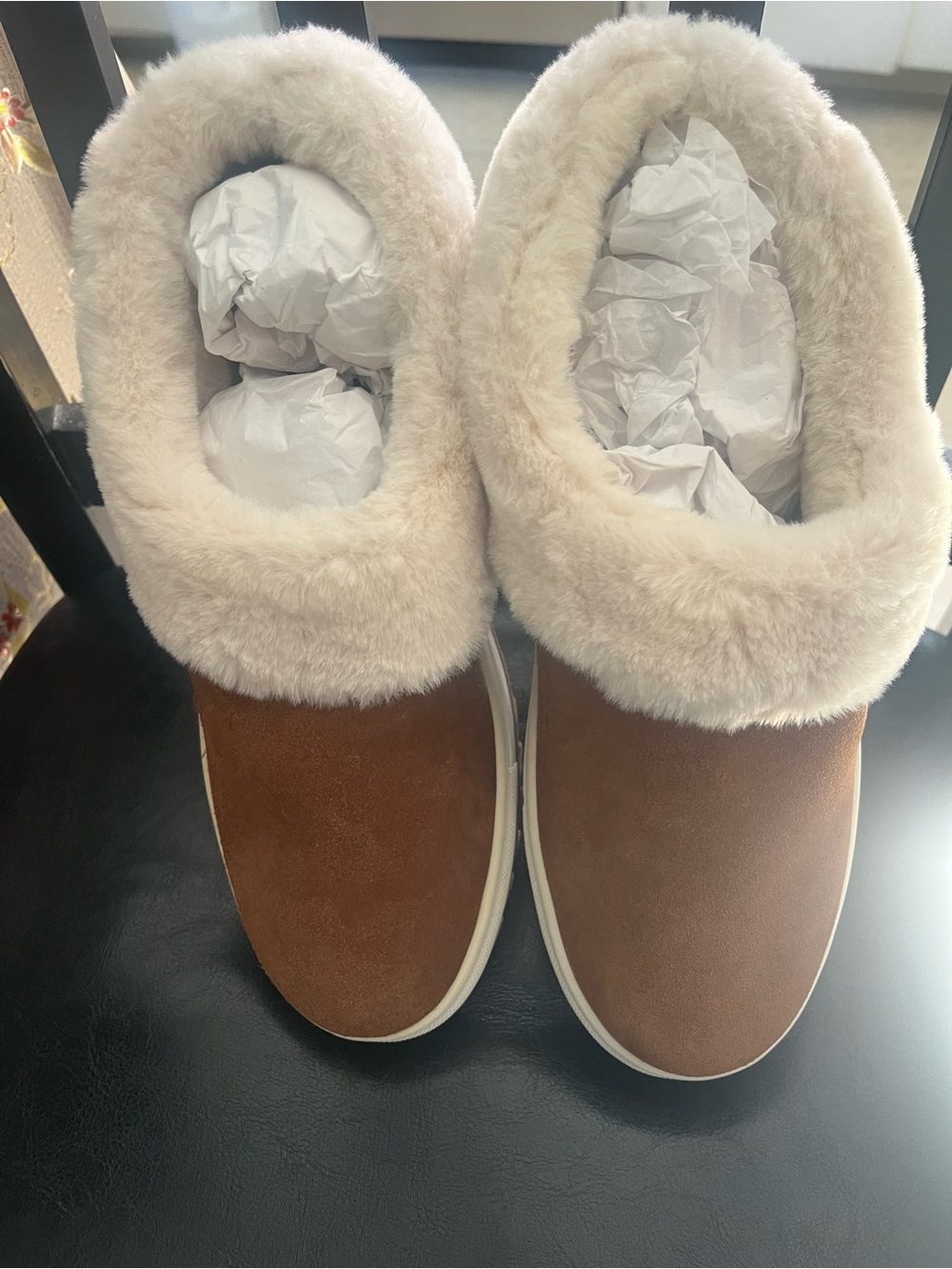 B zees slips on Lined Women’s Shoes in Brown and Cream